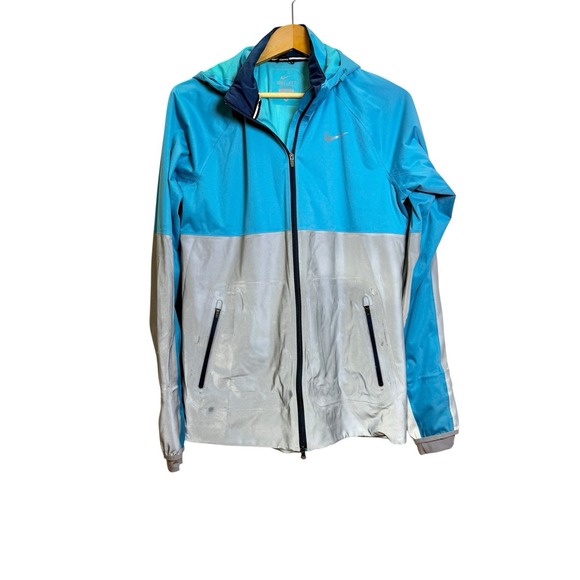 NIKE SHIELD FLASH WOMENS M PRE-OWNED RUNNING JACKET REFLECTIVE 619026-388 - Picture 1 of 16